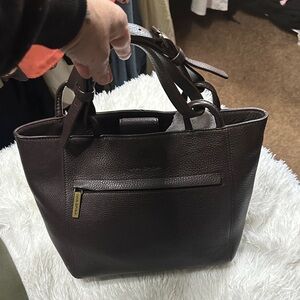 Via Spiga Dark Brown Leather Tote with storage bag